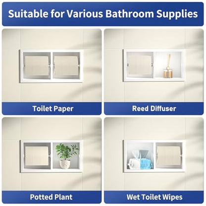 Dual Roll Toilet Paper Holder, Recessed Toilet Tissue Holder - color: Matte White