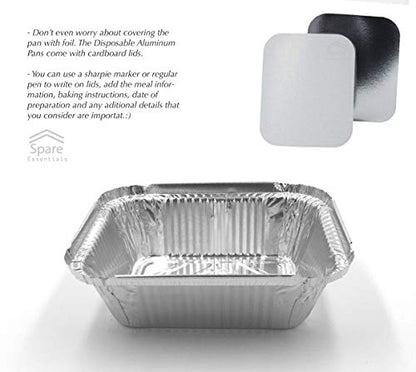 110 Pack - 1LB Small Foil Pans with Lids - Aluminum To Go Food Containers with Lids - 1lb Mini Aluminum Pans - Freezer Safe Foil Take out Trays - Heat proof Meal Prep Containers - size: 1 LB