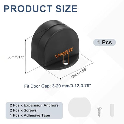 uxcell Low Dome Floor Door Stop 1.5" H x 1.65" W, Stainless Steel - color: Black