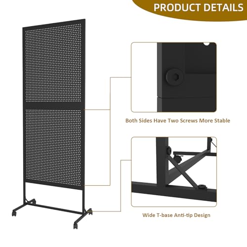 Arbuxzuy 10 Hooks Metal Standing Pegboard Display Stand with Wheels