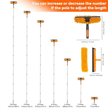 Window Washing Kit with Extension Pole: 3 in 1 Double-Sided Professional