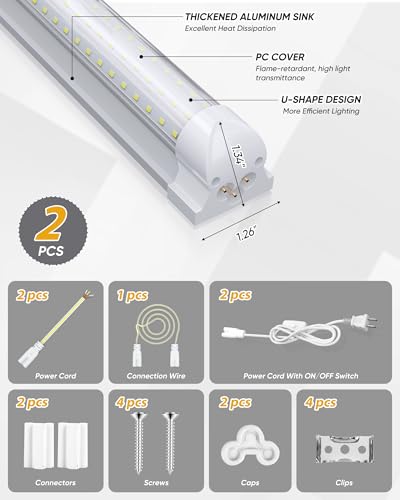 2FT 2 Pack LED Shop Lights, 30W 4000LM 6000K Workbench Tube Lights - size: 4000LM-2Pack