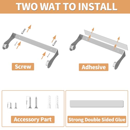 Paper Towel Holder Under Cabinet, Wall Mount, Adhesive or Drilling, Silver - color: Silver