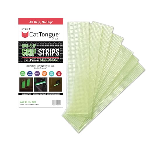 CATTONGUE GRIPS 2"x8.5" Grip Tape Strips, Non-Abrasive, Waterproof, Glow - color: Glow In The Dark, size: 1-Pack