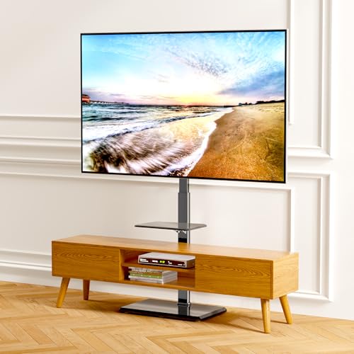 Floor TV Stand with Removable Media Shelf for 32-75 Inch TVs up to 110 lbs - style: TCP01-2-M-A02