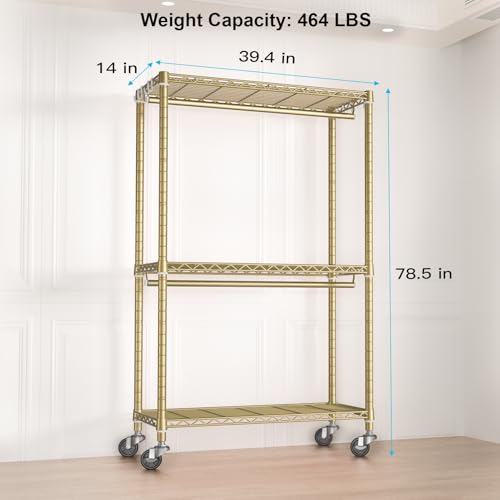 FUTASSI P3 Rolling Clothes Rack, Clothing Racks for Hanging Clothes, Gold - color: Gold, size: P3
