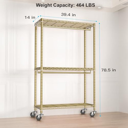 FUTASSI P3 Rolling Clothes Rack, Clothing Racks for Hanging Clothes, Gold - color: Gold, size: P3