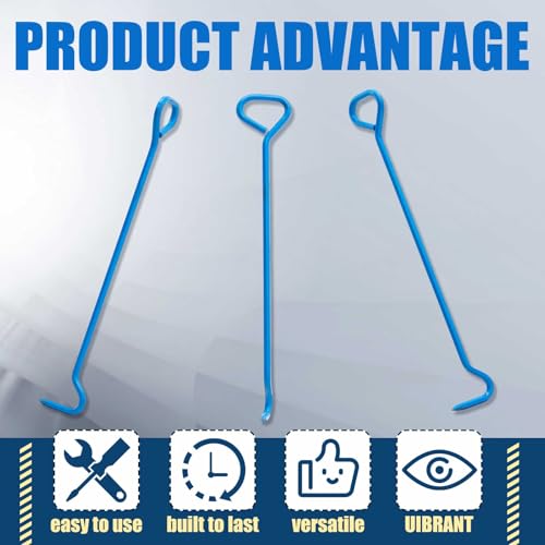 Therwen 2 Pcs 30 Inch Manhole Cover Hook Tool, 5/8" Hex Alloy Steel, Blue - color: Blue, size: 30 Inch