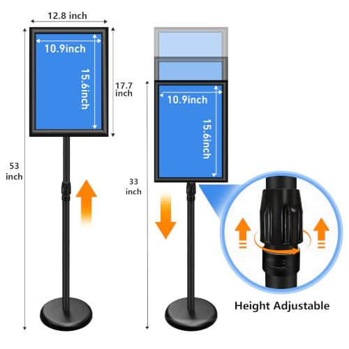 11x17 Pedestal Sign Stand, Adjustable Floor Standing Display Holder