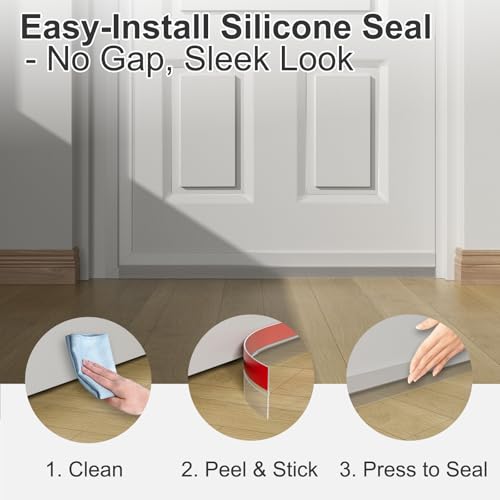 Elvone Weather Stripping Door Seal, 20ft Adhesive Silicone Strip, Clear - color: Clear, size: 20 ft x 1 in