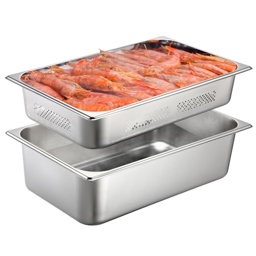 Tioncy 2 Pack Perforated Hotel Pans Set, Full Size, 4 Inches, 6 Inches - size: 4 Inches, 6 Inches