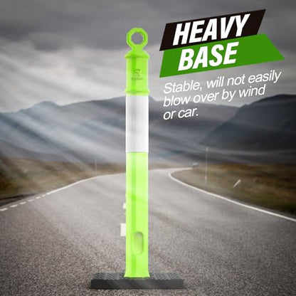 RoadHero 45 Inch Traffic Delineator Post Cones with Base, Green, 3 Pack - color: Green