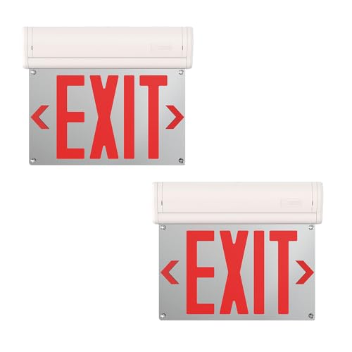 Lithonia Lighting Basics Edge-lit LED Exit Sign with Red Letters, Surface Mount Emergency Exit Only Sign, Ni-Cad Battery Backup, 2-Pack (BE W R SM CP2 M2) - size: 2-Pack ||Red Letters, style: Surface Mount
