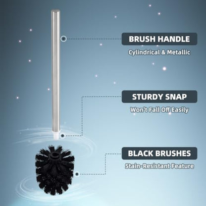 Angle Simple Toilet Brushes Refills, Black Toilet Bowl Scrubber Head 3 PCS