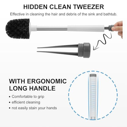 SetSail Toilet Brush and Holder 2 Pack, Self Closing Lid Toilet Bowl Brushes Holder and Extra Long Handle Ventilated Toilet Brush Set for Bathroom Cleaning, Nylon Bristles, White & Grey - color: White & Grey, size: 2 packs