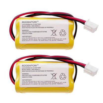 3.6V 900mAh Ni-CD Exit Sign Emergency Light Battery for Unitech LEDR-1 6200RP, Dantona CUSTOM-318 OSA230,Lowes 253799,Exitronix 10010037 (2 Pack x 3.6v 900mah Emergency/exit Light Battery) - size: 2 Pack x 3.6v 900mah emergency/exit light battery