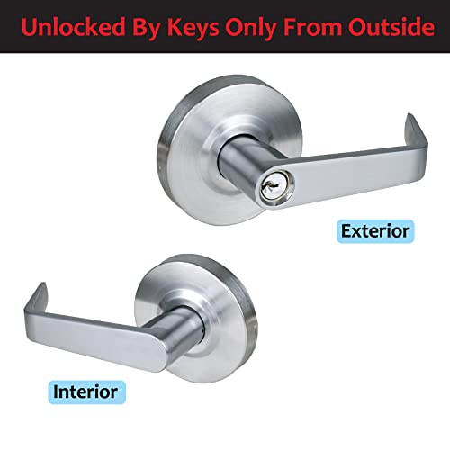 Hospital Storeroom Door Handle Lock Set with Satin Chrome 26D Finish and Heavy Duty Grade 2 Handle Lever,GRD2-74ST-1P - size: STOREROOM（2-3/4 IN Backset)