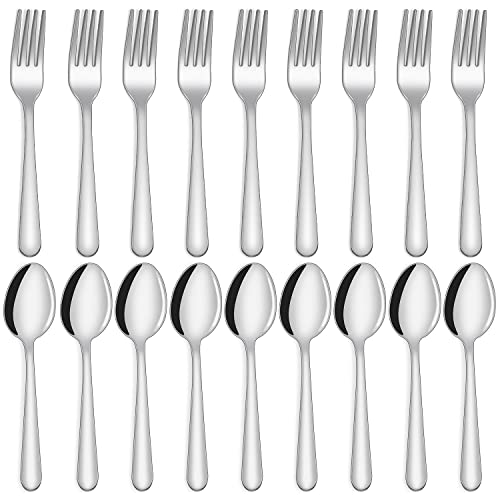 Unokit 36-Piece Spoons and Forks Set Silverware Set - Forks and Spoons Food Grade Stainless Steel Silverware for Home, Kitchen and Restaurant, 18-Fork and 18-Spoon, Mirror Polished & Dishwasher Safe - size: 36 pieces forks and spoons set