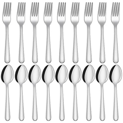 Unokit 36-Piece Spoons and Forks Set Silverware Set - Forks and Spoons Food Grade Stainless Steel Silverware for Home, Kitchen and Restaurant, 18-Fork and 18-Spoon, Mirror Polished & Dishwasher Safe - size: 36 pieces forks and spoons set
