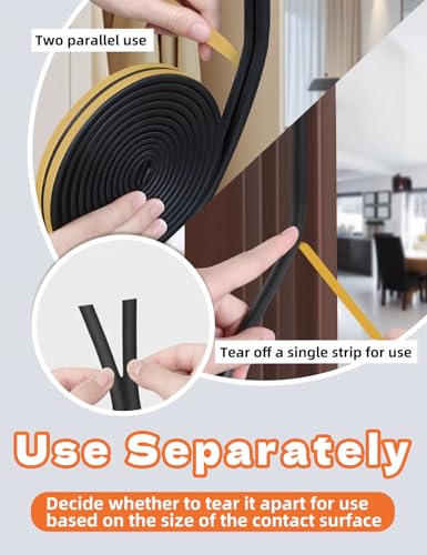 Weather Stripping Door Seal Strip,32.8 FT D Shaped Weatherstripping - color: Black, size: S (3/8"W × 1/4“T)