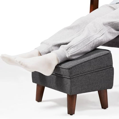 FAGAGA Small Footstool Ottoman with Adjustable Lid, Storage Ottoman - color: Light Gray, size: 11.8"D x 15.8"W x 11.3"H