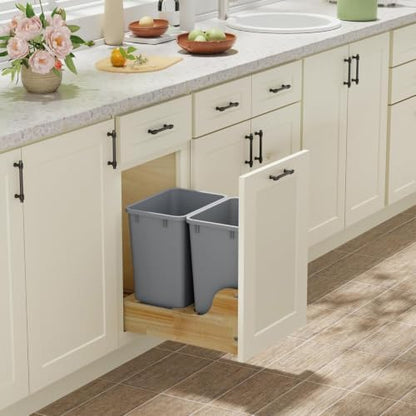 ROOMTEC 35QT Kitchen Trash Can,Lightweight and Sturdy Slim Trash Can,1 Pack - color: Grey, style: 1PCS