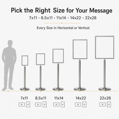 CCW 7 X 11 Inch Vertical Pedestal Floor Sign Frame, Satin Stainless Steel - color: Satin Stainless Steel, size: 7 x 11 Inch Vertical