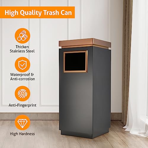WICHEMI Commercial Outdoor 8 Gallon Trash Can with Lid Stainless Steel