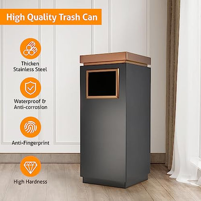 WICHEMI Commercial Outdoor 8 Gallon Trash Can with Lid Stainless Steel