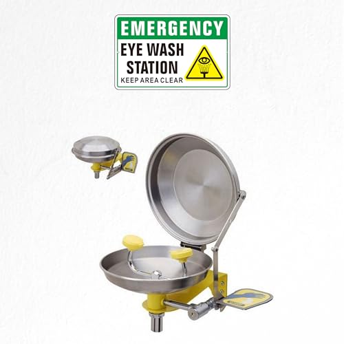 Eye Wash Station Sign, (2 Pack) Self Adhesive Rust Free and Reflective Aluminum Metal Signs Sticker for Wall, Indoor Outdoor Use (9 x 6 inches, Green/White) - color: Green /White