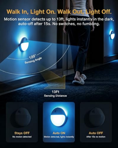 YUNLEX Toilet Night Light Motion Activated, Dim Light Battery Operated - color: Azure