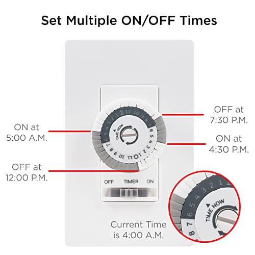 UltraPro in-Wall Mechanical Timer Switch, 24hr, 30min Intervals, White