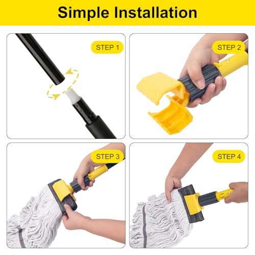 KeFanta 60" Heavy Duty Commercial Mops,Looped-End String Industrial Mop - size: 1 large industrial mop - Yellow