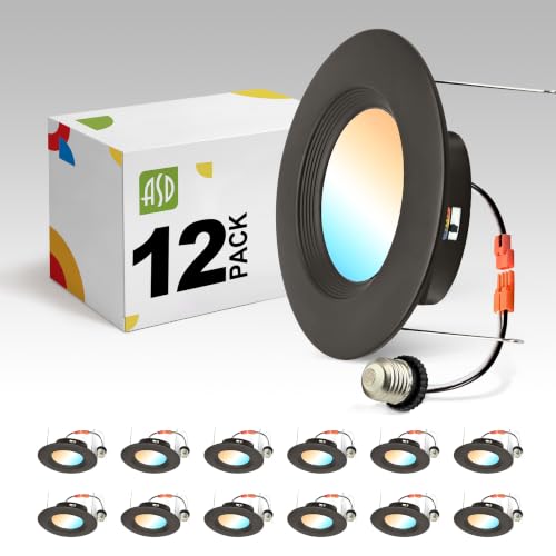 ASD 12 Pack Bronze Retrofit LED Recessed Lighting 6 Inch, 5CCT Wafer Lights - color: Bronze, size: 12 Pack