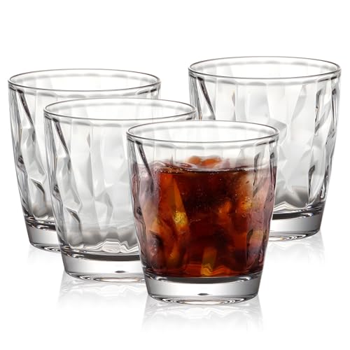 Topsky 10-ounce Plastic Water Tumblers | Set of 4 Transparent Unbreakable Drinking Glasses Clear Acrylic Reusable Juice Wine Cups for Home Picnic Party, Dishwasher Safe, Stackable (Transparent) - color: Clear 10oz