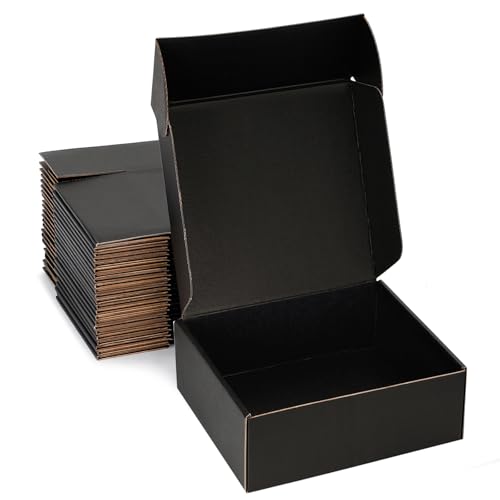 9x9x3 Black Shipping Boxes for Small Business, Packing, 25 Pack - color: Black, size: 9x9x3 inch