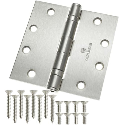 Cauldham (3 Pack) Commercial-Grade 4-1/2" Full Mortise Ball-Bearing Door Hinges - Satin Nickel - color: Satin Nickel