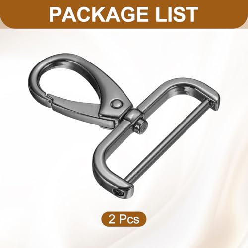 HARFINGTON 2Pcs Detachable Snap Hook Swivel Clasp 1 1/2" D Ring with Swivel Lobster Claw Clasps Hook for Purse Strap Keychain Bag DIY Craft, Gunmetal - color: Gunmetal, size: 1 1/2"