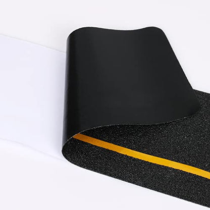 Anti Slip Tape (10-Pack) 4'' x 30'' Waterproof Non Skid Tape, Best Grip Non Slip Strips Treads High Traction Friction Abrasive Adhesive with Yellow Reflective Strips for Stairs Step - color: Black,Yellow