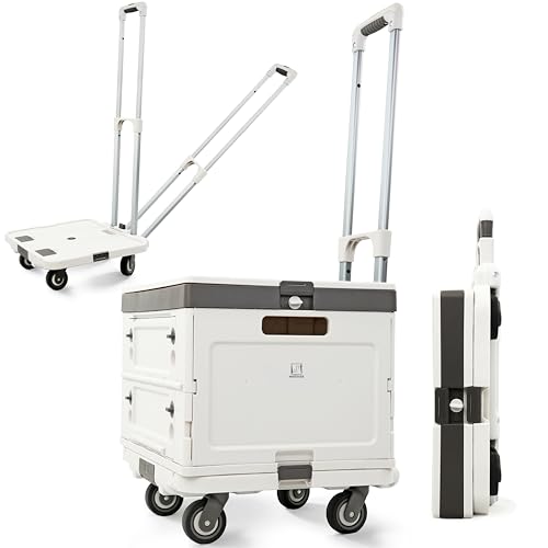 Wellmax Rolling Crate with Wheels, Foldable Utility Cart, 132 lb, White