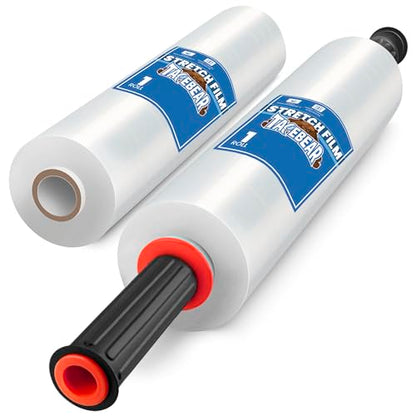 TAPEBEAR Stretch Wrap Film with Handles 15" x 760Ft Shrink Wrap - size: 15" x 760Ft x 2Rolls