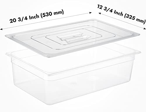 CURTA 6 Pack NSF Food Pan Cover, Full Size Clear Polycarbonate Lid with Handle for Commercial Food Pan, Dishwasher & Freezer Safe Plastic Clear - color: Full Size, size: Handled Lids