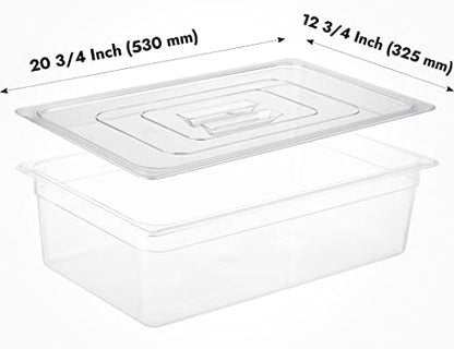 CURTA 6 Pack NSF Food Pan Cover, Full Size Clear Polycarbonate Lid with Handle for Commercial Food Pan, Dishwasher & Freezer Safe Plastic Clear - color: Full Size, size: Handled Lids