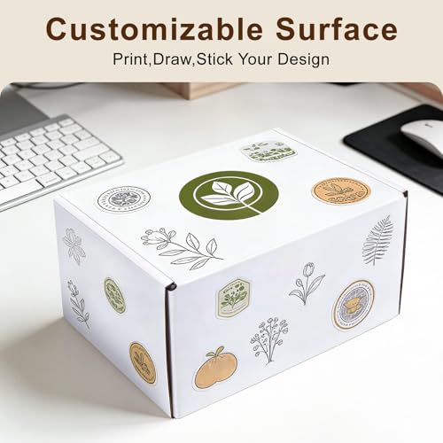9x6x2 Inches Small Shipping Boxes, 2 Pack White Corrugated Cardboard Boxes, Recyclable Tap-Lock Packaging Boxes for Business, Gift Wrapping, Mailing and Storage - size: 9"x6"x2"