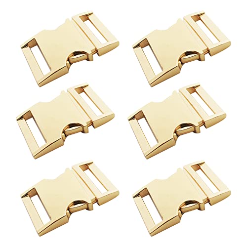 Bytiyar Buckle 6 pcs 3/4 inch(20mm) Quick Side Release Clips Metal Buckles for Straps Webbing Paracord Bracelet Dog Collar Backpack Belt, Light Gold - color: Light Gold, size: 3/4 inch