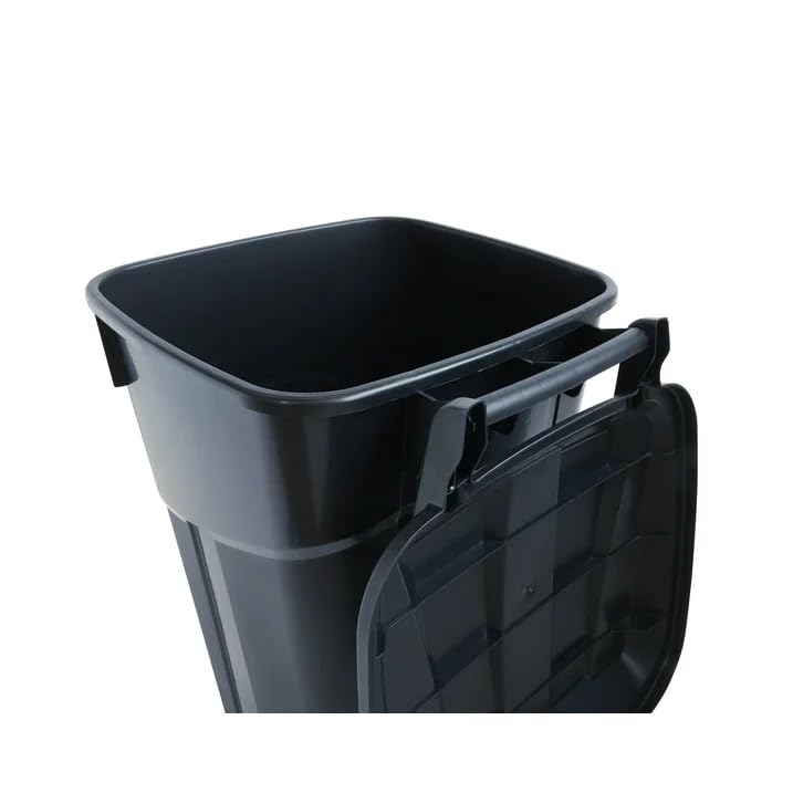 32 Gallon Wheeled Plastic Garbage Can, Black