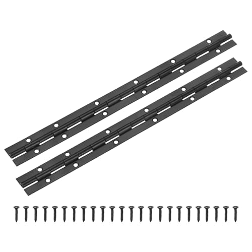 M METERXITY 2-Pack Piano Hinges, 16 Inch / 400mm Stainless Steel Continuous Piano Hinge with Holes and Screws for Cabinets Door/Storage Box [1.2X 0.06/ 30x 1.5mm Open Width Thick, Black] - color: Black, size: 16x1.2x0.06"