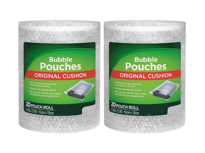 Bubble Cushioning Wrap Roll (2 Pack) - 40 Self-Sealing Bubble Pouches for Moving & Storage | 7.5" x 7.5" Protective Packaging Bags for Fragile Items, Ornaments & Collectibles - size: 7.5" x 7.5"