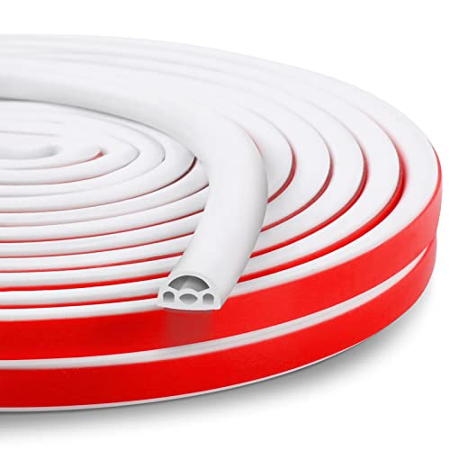 Benory Silicone Door Weather Stripping, Fits 3/16"–1/4" Gaps, 19.7FT White - color: White, size: 3/8" (W) x 1/4" (T) x 19.7' (L)