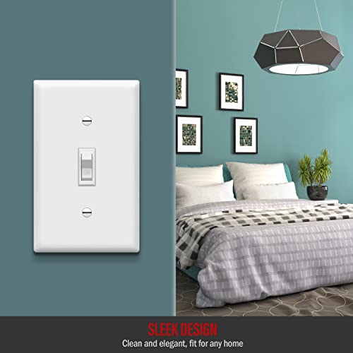 ENERLITES 10 Pack Toggle Light Switch with Wall Plate, Single Pole, White - color: White, size: Switch with Wall Plate